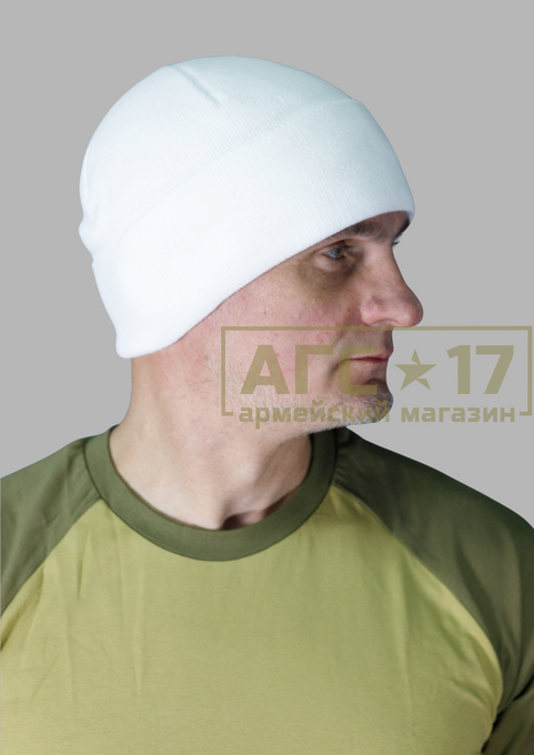 Изображение Шапка вязаная белая на флисе