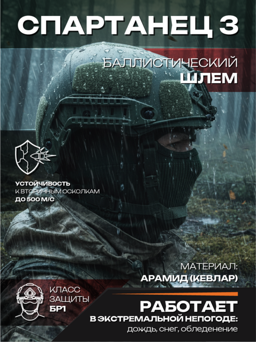 Фото Баллистический шлем &quot;Спартанец&quot; (олива)